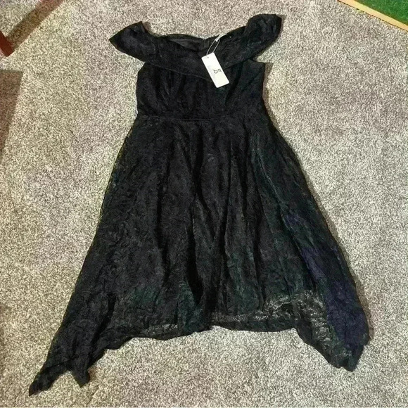 JASAMBAC Women's Off Shoulder Cocktail Dress Black Lace- M - Picture 2 of 6